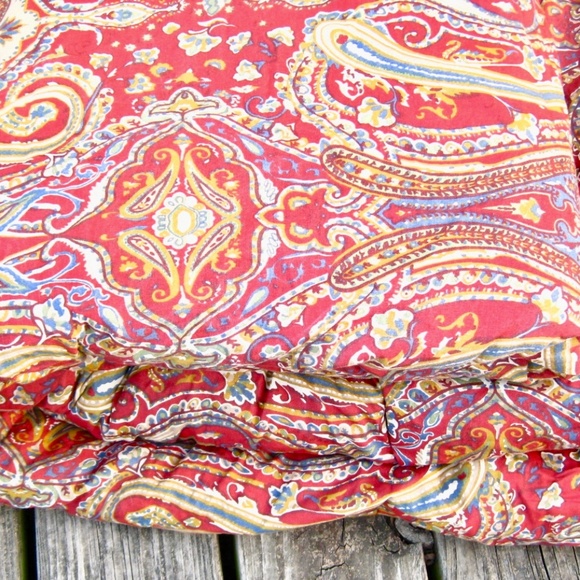Ralph Lauren Bedding Red Paisley Queen Comforter Gold Blue